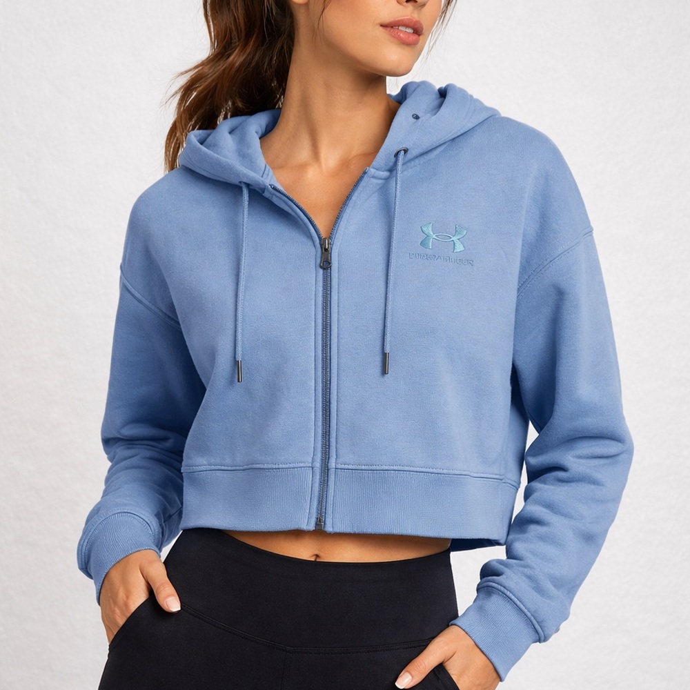 ✨Under Armour Light Blue Cropped Full-Zip Hoodie